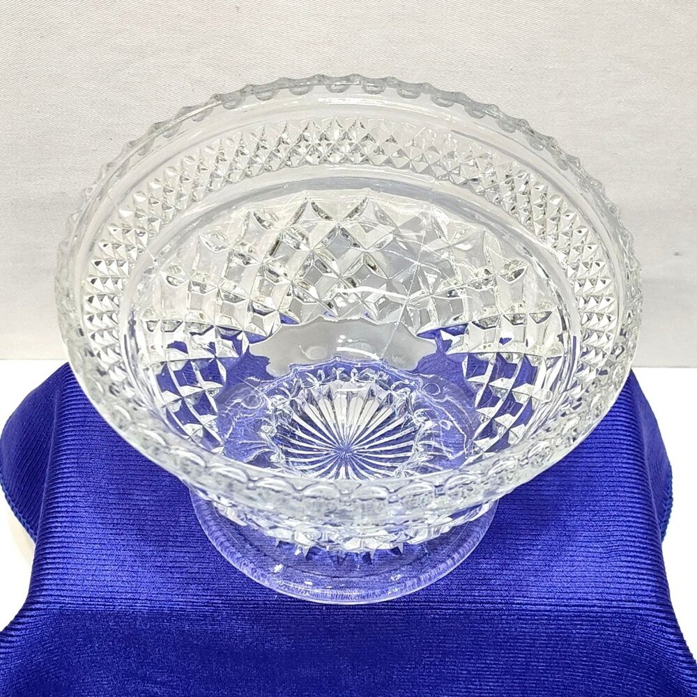 Anchor Hocking Wexford Candy Dish Crisscross Pattern Footed Centerpiece Vintage - Picture 5 of 11